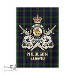 ScotsTee Shop Scottish Nicolson Green Hunting Clan Crest Tartan Flag The Golden Sword of Courageous Legacy Flag