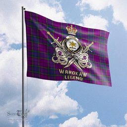 ScotsTee Shop Scottish Wardlaw Modern Clan Crest Tartan Flag The Golden Sword of Courageous Legacy Flag