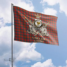 ScotsTee Shop Scottish Sinclair Ancient Clan Crest Tartan Flag The Golden Sword of Courageous Legacy Flag