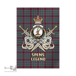 ScotsTee Shop Scottish Spens (Spence) Clan Crest Tartan Flag The Golden Sword of Courageous Legacy Flag