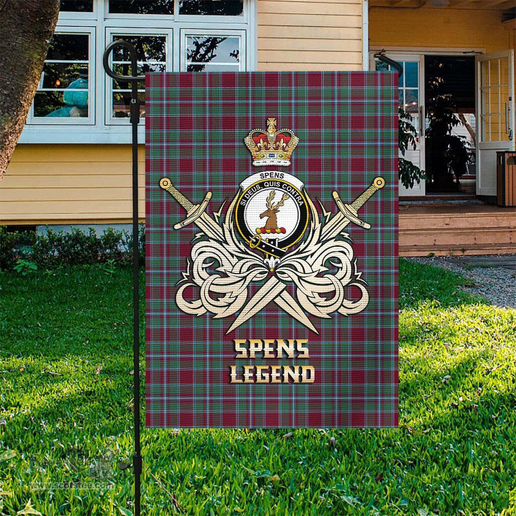 ScotsTee Shop Scottish Spens (Spence) Clan Crest Tartan Flag The Golden Sword of Courageous Legacy Flag