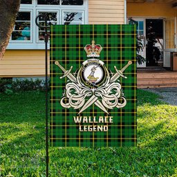 ScotsTee Shop Scottish Wallace Hunting Green Clan Crest Tartan Flag The Golden Sword of Courageous Legacy Flag