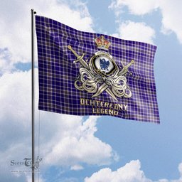 ScotsTee Shop Scottish Ochterlony Clan Crest Tartan Flag The Golden Sword of Courageous Legacy Flag