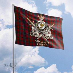 ScotsTee Shop Scottish Sinclair Clan Crest Tartan Flag The Golden Sword of Courageous Legacy Flag