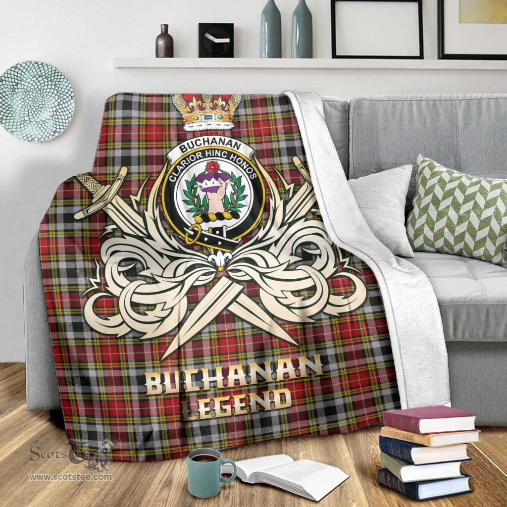 ScotsTee Shop Scottish Buchanan Old Dress Clan Crest Tartan Blanket The Golden Sword of Courageous Legacy Blanket