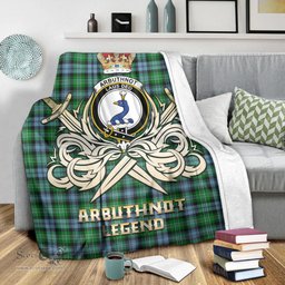 ScotsTee Shop Scottish Arbuthnot Ancient Clan Crest Tartan Blanket The Golden Sword of Courageous Legacy Blanket