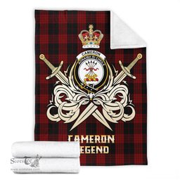 ScotsTee Shop Scottish Cameron Black and Red Clan Crest Tartan Blanket The Golden Sword of Courageous Legacy Blanket