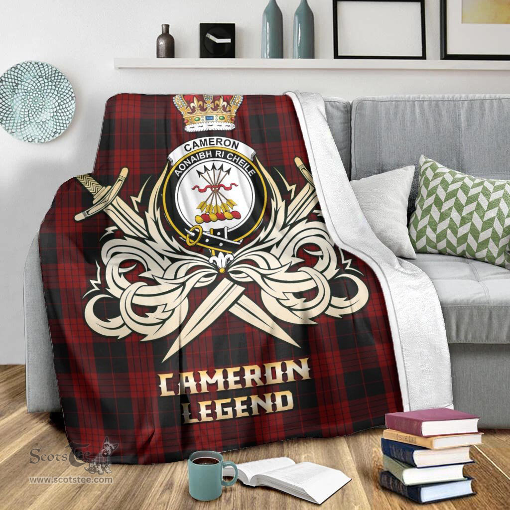 ScotsTee Shop Scottish Cameron Black and Red Clan Crest Tartan Blanket The Golden Sword of Courageous Legacy Blanket
