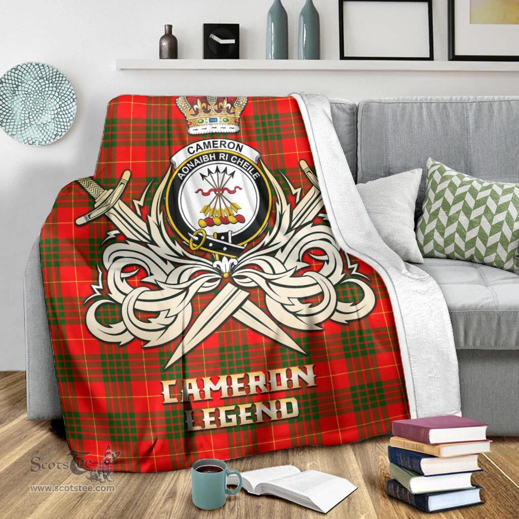 ScotsTee Shop Scottish Cameron Modern Clan Crest Tartan Blanket The Golden Sword of Courageous Legacy Blanket