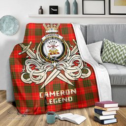 ScotsTee Shop Scottish Cameron Modern Clan Crest Tartan Blanket The Golden Sword of Courageous Legacy Blanket