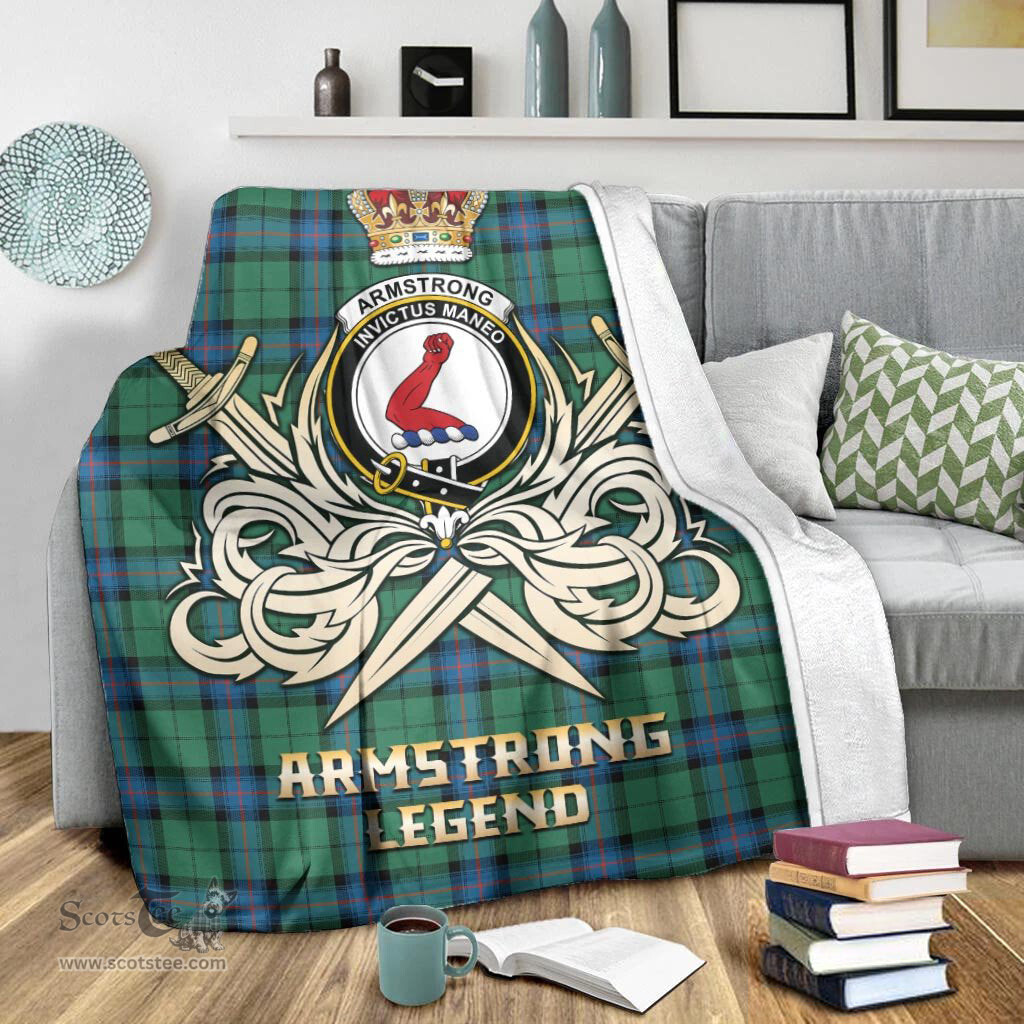 ScotsTee Shop Scottish Armstrong Ancient Clan Crest Tartan Blanket The Golden Sword of Courageous Legacy Blanket