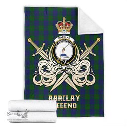 ScotsTee Shop Scottish Barclay Clan Crest Tartan Blanket The Golden Sword of Courageous Legacy Blanket