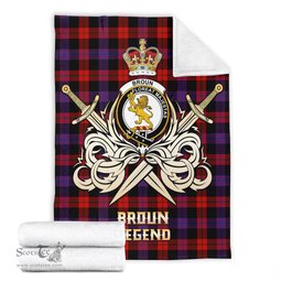 ScotsTee Shop Scottish Broun Modern Clan Crest Tartan Blanket The Golden Sword of Courageous Legacy Blanket