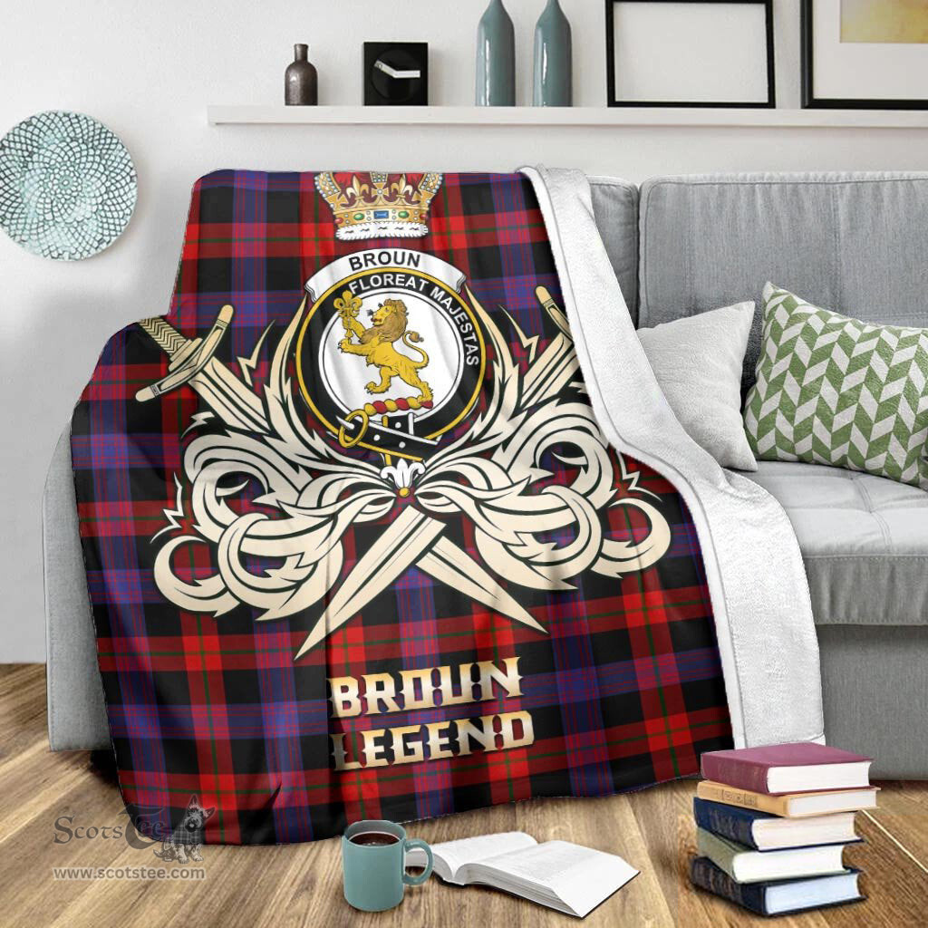 ScotsTee Shop Scottish Broun Modern Clan Crest Tartan Blanket The Golden Sword of Courageous Legacy Blanket