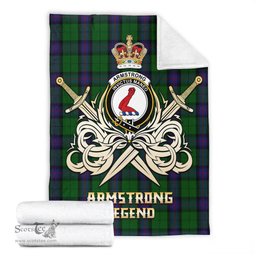 ScotsTee Shop Scottish Armstrong Clan Crest Tartan Blanket The Golden Sword of Courageous Legacy Blanket