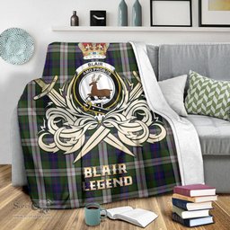 ScotsTee Shop Scottish Blair Dress Clan Crest Tartan Blanket The Golden Sword of Courageous Legacy Blanket