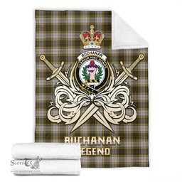 ScotsTee Shop Scottish Buchanan Dress Clan Crest Tartan Blanket The Golden Sword of Courageous Legacy Blanket