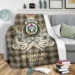 ScotsTee Shop Scottish Buchanan Dress Clan Crest Tartan Blanket The Golden Sword of Courageous Legacy Blanket