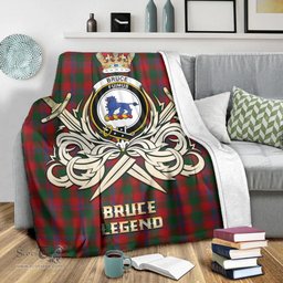 ScotsTee Shop Scottish Bruce Old Clan Crest Tartan Blanket The Golden Sword of Courageous Legacy Blanket