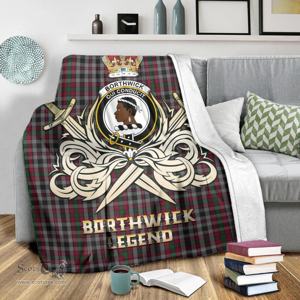 ScotsTee Shop Scottish Borthwick Clan Crest Tartan Blanket The Golden Sword of Courageous Legacy Blanket