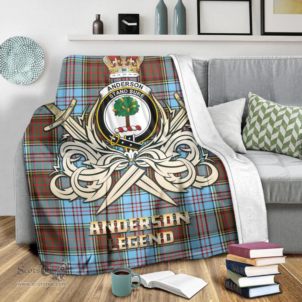 ScotsTee Shop Scottish Anderson Ancient Clan Crest Tartan Blanket The Golden Sword of Courageous Legacy Blanket