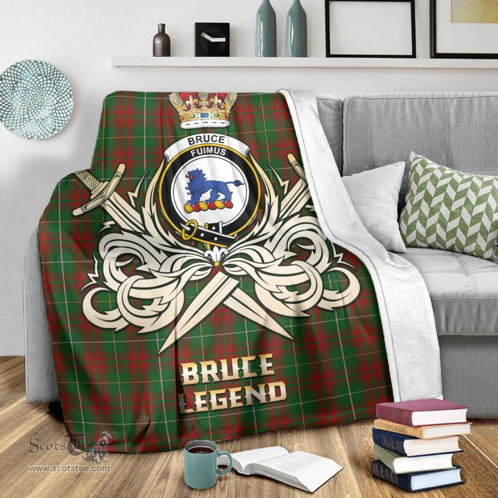 ScotsTee Shop Scottish Bruce Hunting Clan Crest Tartan Blanket The Golden Sword of Courageous Legacy Blanket