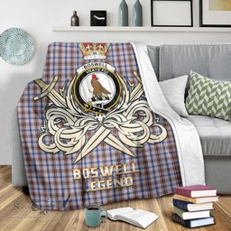ScotsTee Shop Scottish Boswell Clan Crest Tartan Blanket The Golden Sword of Courageous Legacy Blanket