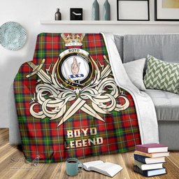ScotsTee Shop Scottish Boyd Modern Clan Crest Tartan Blanket The Golden Sword of Courageous Legacy Blanket