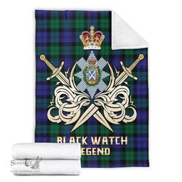 ScotsTee Shop Scottish Black Watch Modern Clan Crest Tartan Blanket The Golden Sword of Courageous Legacy Blanket
