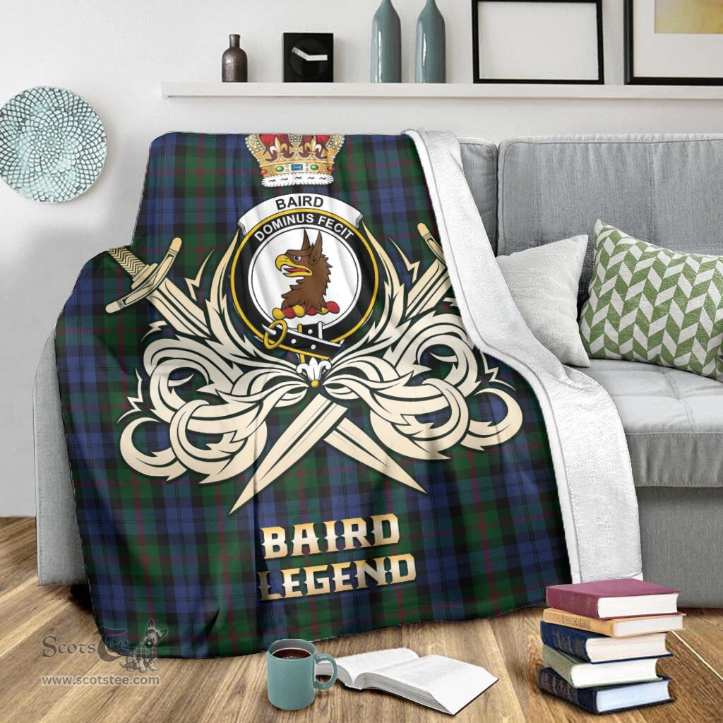 ScotsTee Shop Scottish Baird Clan Crest Tartan Blanket The Golden Sword of Courageous Legacy Blanket
