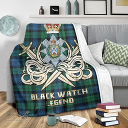 ScotsTee Shop Scottish Black Watch Ancient Clan Crest Tartan Blanket The Golden Sword of Courageous Legacy Blanket