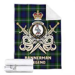 ScotsTee Shop Scottish Bannerman Clan Crest Tartan Blanket The Golden Sword of Courageous Legacy Blanket
