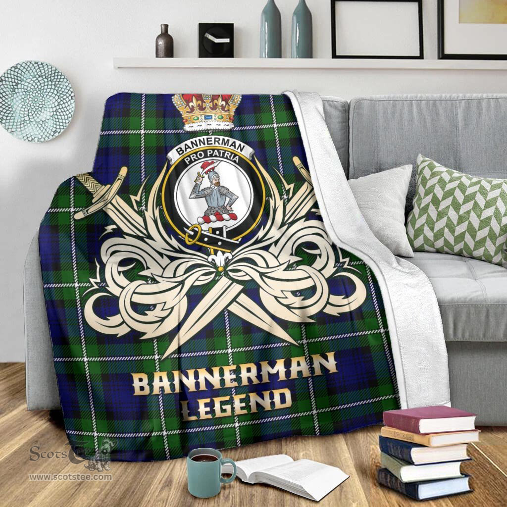 ScotsTee Shop Scottish Bannerman Clan Crest Tartan Blanket The Golden Sword of Courageous Legacy Blanket