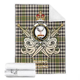 ScotsTee Shop Scottish Burns Check Clan Crest Tartan Blanket The Golden Sword of Courageous Legacy Blanket