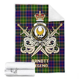ScotsTee Shop Scottish Arnott Clan Crest Tartan Blanket The Golden Sword of Courageous Legacy Blanket