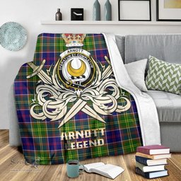 ScotsTee Shop Scottish Arnott Clan Crest Tartan Blanket The Golden Sword of Courageous Legacy Blanket