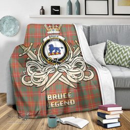 ScotsTee Shop Scottish Bruce Ancient Clan Crest Tartan Blanket The Golden Sword of Courageous Legacy Blanket