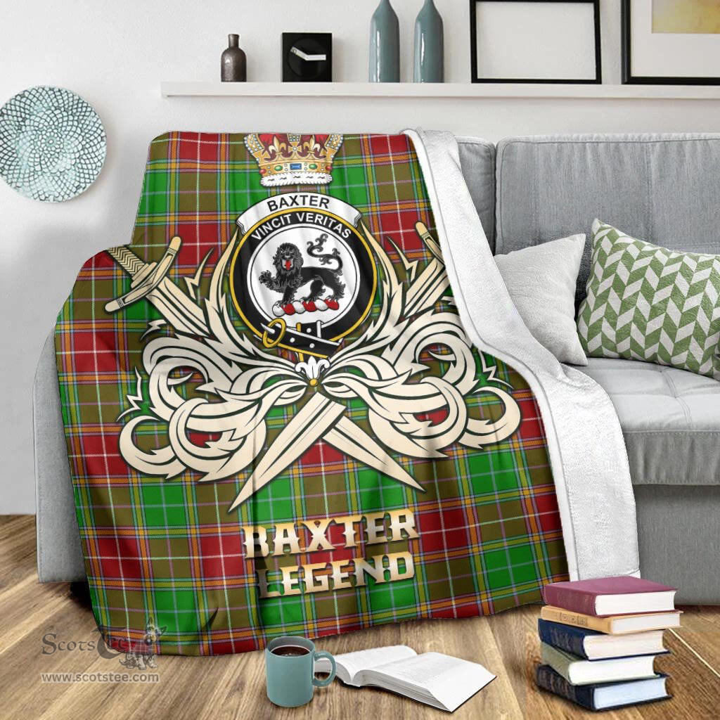 ScotsTee Shop Scottish Baxter Modern Clan Crest Tartan Blanket The Golden Sword of Courageous Legacy Blanket