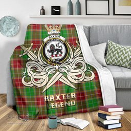 ScotsTee Shop Scottish Baxter Modern Clan Crest Tartan Blanket The Golden Sword of Courageous Legacy Blanket