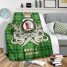 ScotsTee Shop Scottish Boyle Clan Crest Tartan Blanket The Golden Sword of Courageous Legacy Blanket