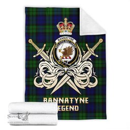 ScotsTee Shop Scottish Bannatyne Clan Crest Tartan Blanket The Golden Sword of Courageous Legacy Blanket