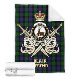 ScotsTee Shop Scottish Blair Clan Crest Tartan Blanket The Golden Sword of Courageous Legacy Blanket