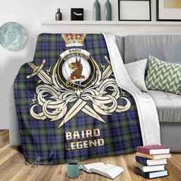 ScotsTee Shop Scottish Baird Modern Clan Crest Tartan Blanket The Golden Sword of Courageous Legacy Blanket
