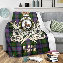 ScotsTee Shop Scottish Blair Modern Clan Crest Tartan Blanket The Golden Sword of Courageous Legacy Blanket