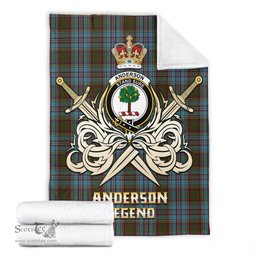 ScotsTee Shop Scottish Anderson Clan Crest Tartan Blanket The Golden Sword of Courageous Legacy Blanket
