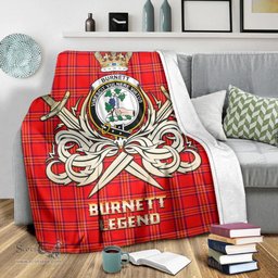 ScotsTee Shop Scottish Burnett Modern Clan Crest Tartan Blanket The Golden Sword of Courageous Legacy Blanket
