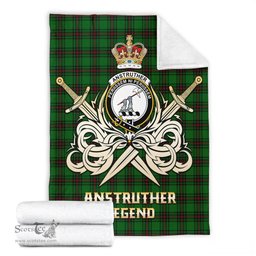 ScotsTee Shop Scottish Anstruther Clan Crest Tartan Blanket The Golden Sword of Courageous Legacy Blanket