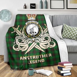 ScotsTee Shop Scottish Anstruther Clan Crest Tartan Blanket The Golden Sword of Courageous Legacy Blanket