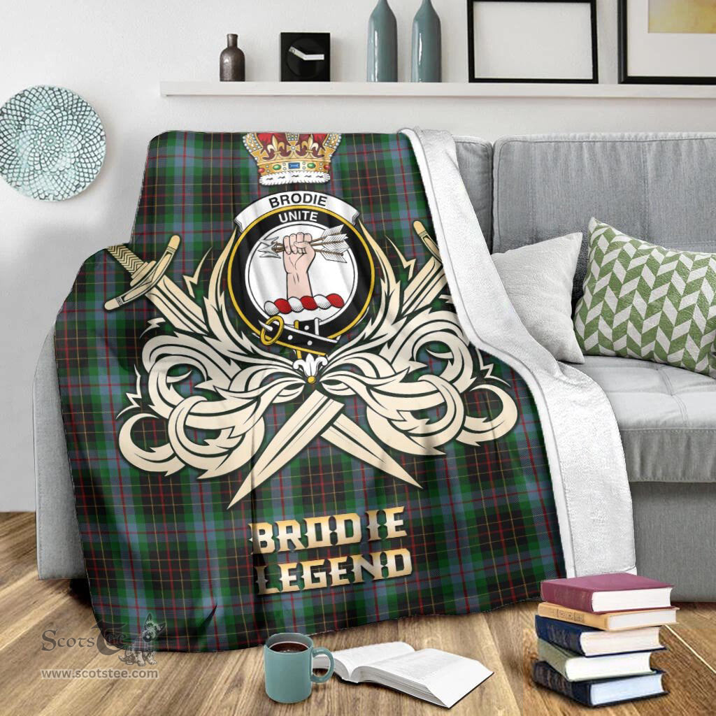 ScotsTee Shop Scottish Brodie Hunting Clan Crest Tartan Blanket The Golden Sword of Courageous Legacy Blanket