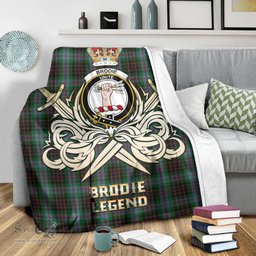 ScotsTee Shop Scottish Brodie Hunting Clan Crest Tartan Blanket The Golden Sword of Courageous Legacy Blanket
